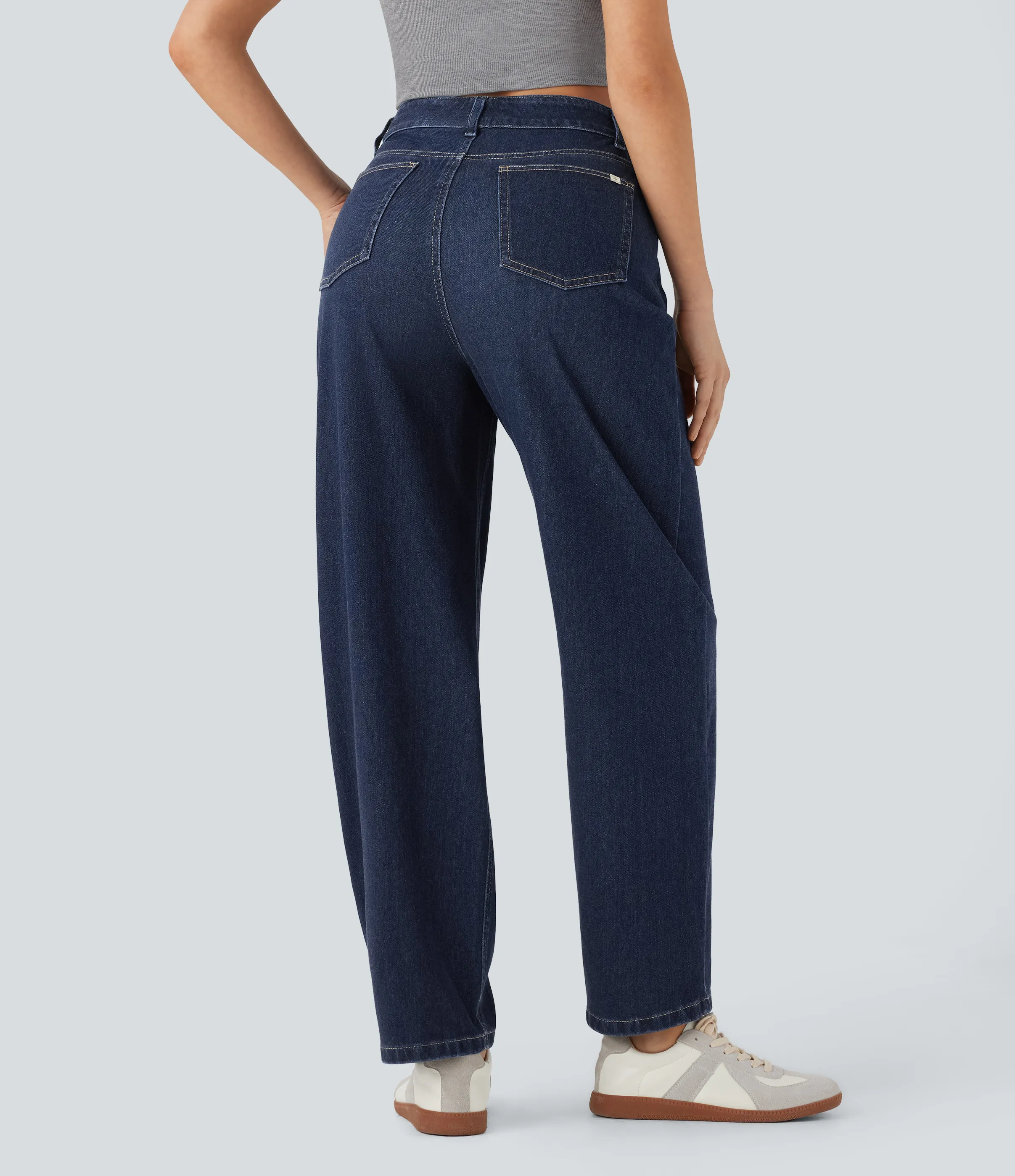 Halara Jeans Halara Flex™ Denim holgado elástico lavado múltiple bolsillo tiro alto - Paint Blue Denim - XS(regular) sold by Halara product image thumbnail 3