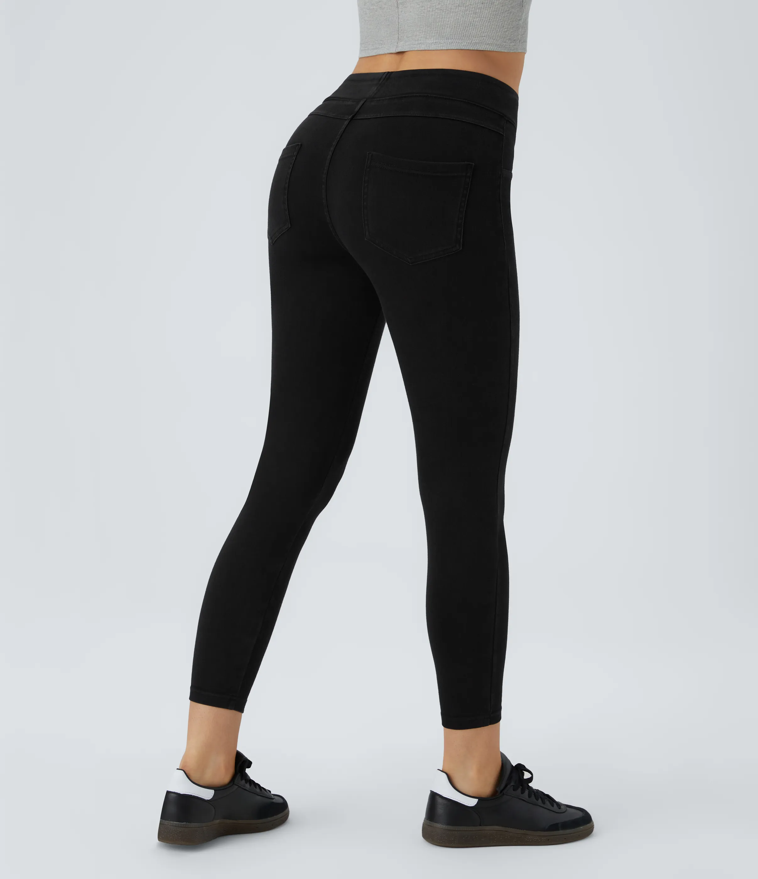 Halara Leggings Halara Flex™ Denim mezclilla elástico bolsillo lateral trasero tiro alto - Black - S(full_length) sold by Halara