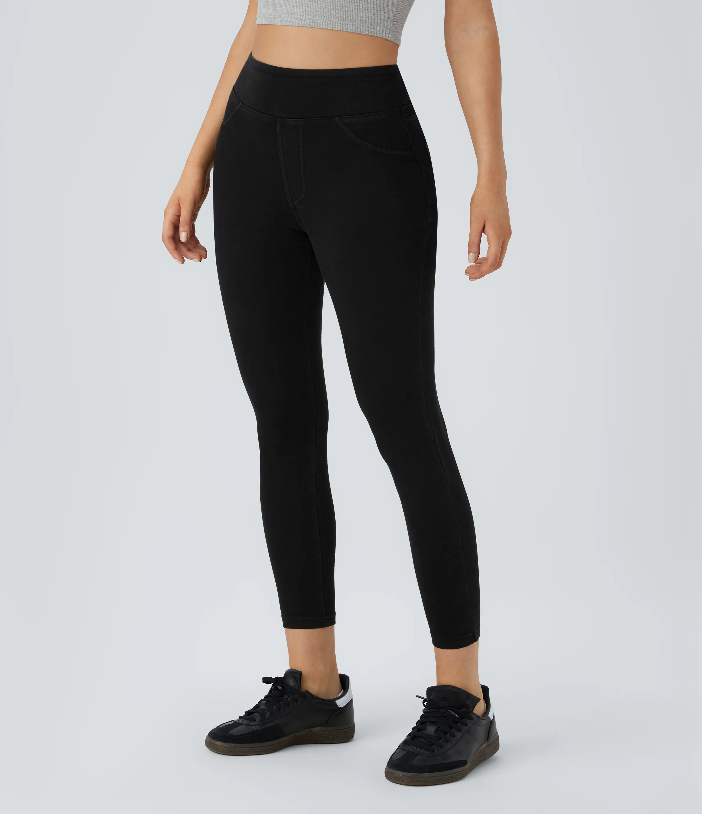 Halara Leggings Halara Flex™ Denim mezclilla elástico bolsillo lateral trasero tiro alto - Black - S(full_length) sold by Halara product image thumbnail 4