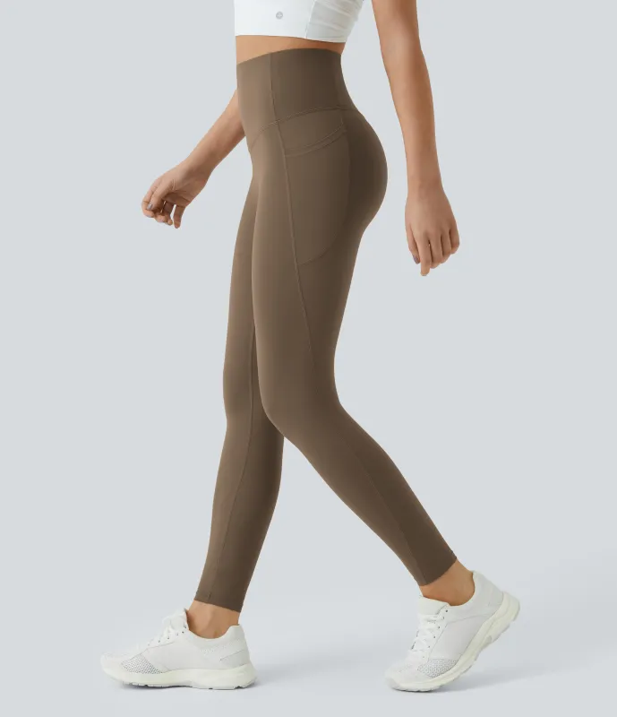Halara Leggings SoCinched UltraSculpt entrenamiento control abdomen bolsillo lateral tiro alto - Thick Earthy Brown - XL(7/8) sold by Halara
