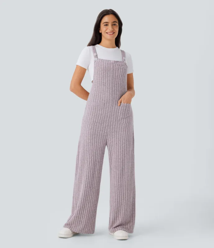 Halara Mono múltiple bolsillo botón tira ajustable acanalado - Light Pink Floral Yarn - M(regular) sold by Halara