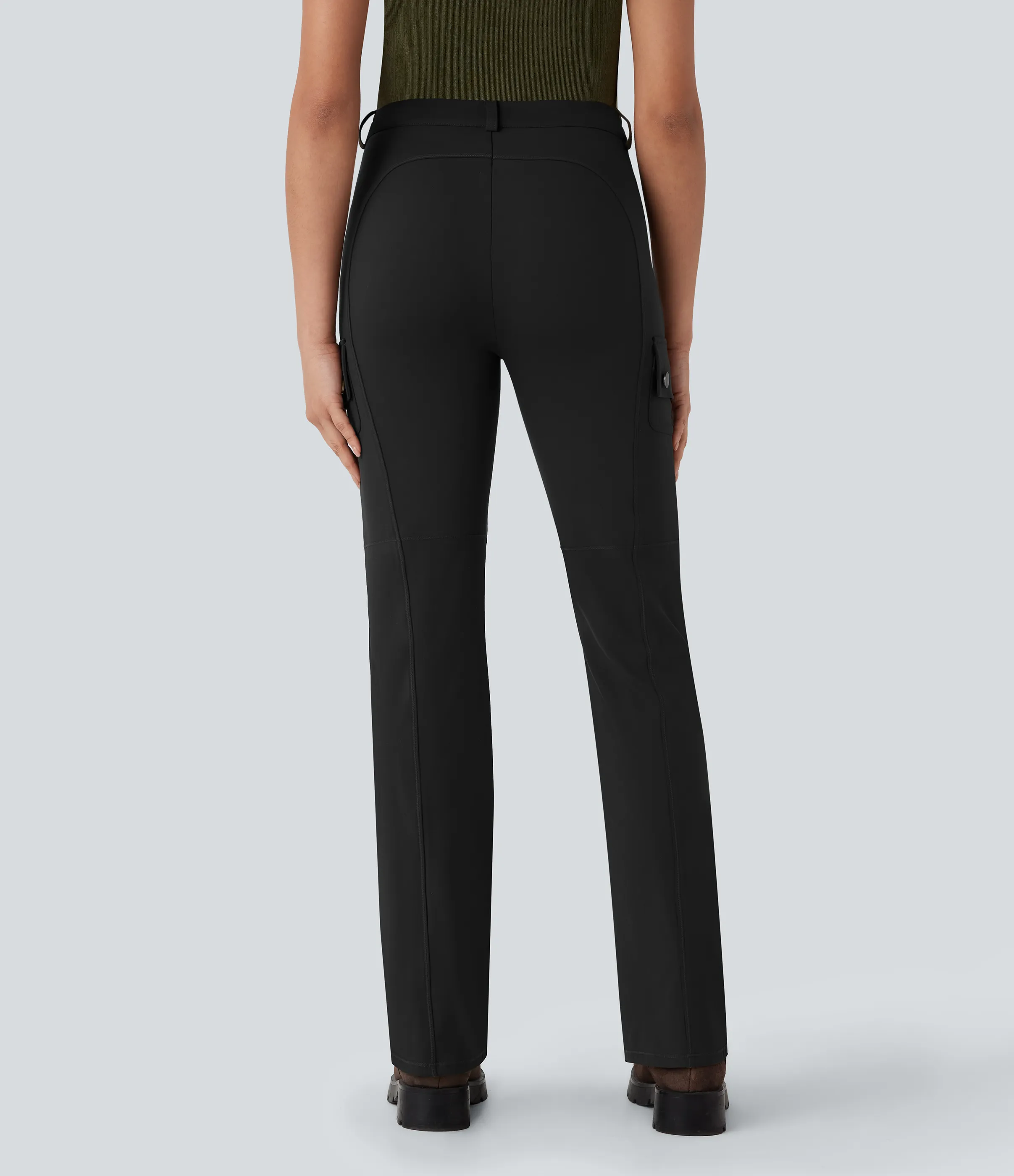 Halara Pantalón cargo bota senderismo múltiple bolsillo tiro medio - Black - M(petite) sold by Halara product image thumbnail 3