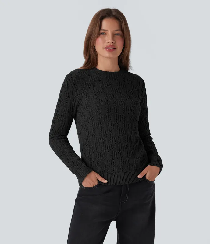 Halara Suéter casual de manga larga y cuello redondo - Black - XL sold by Halara