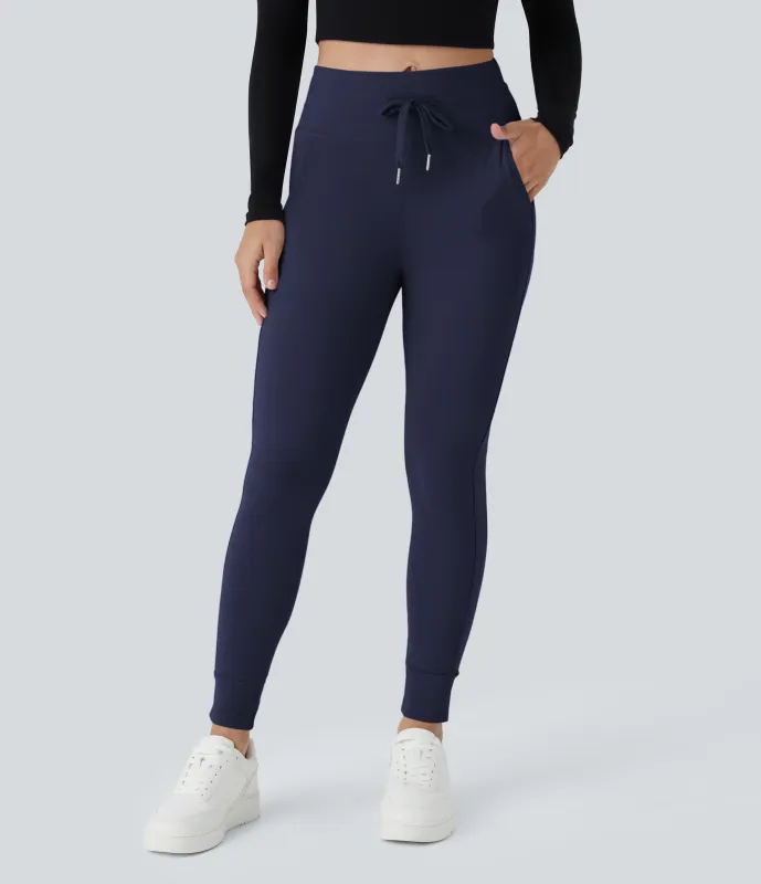 Halara Joggers Softlyzero™ Plush liso largo completo bolsillo lateral cordón tiro alto - Peacoat - L(regular) made by Halara