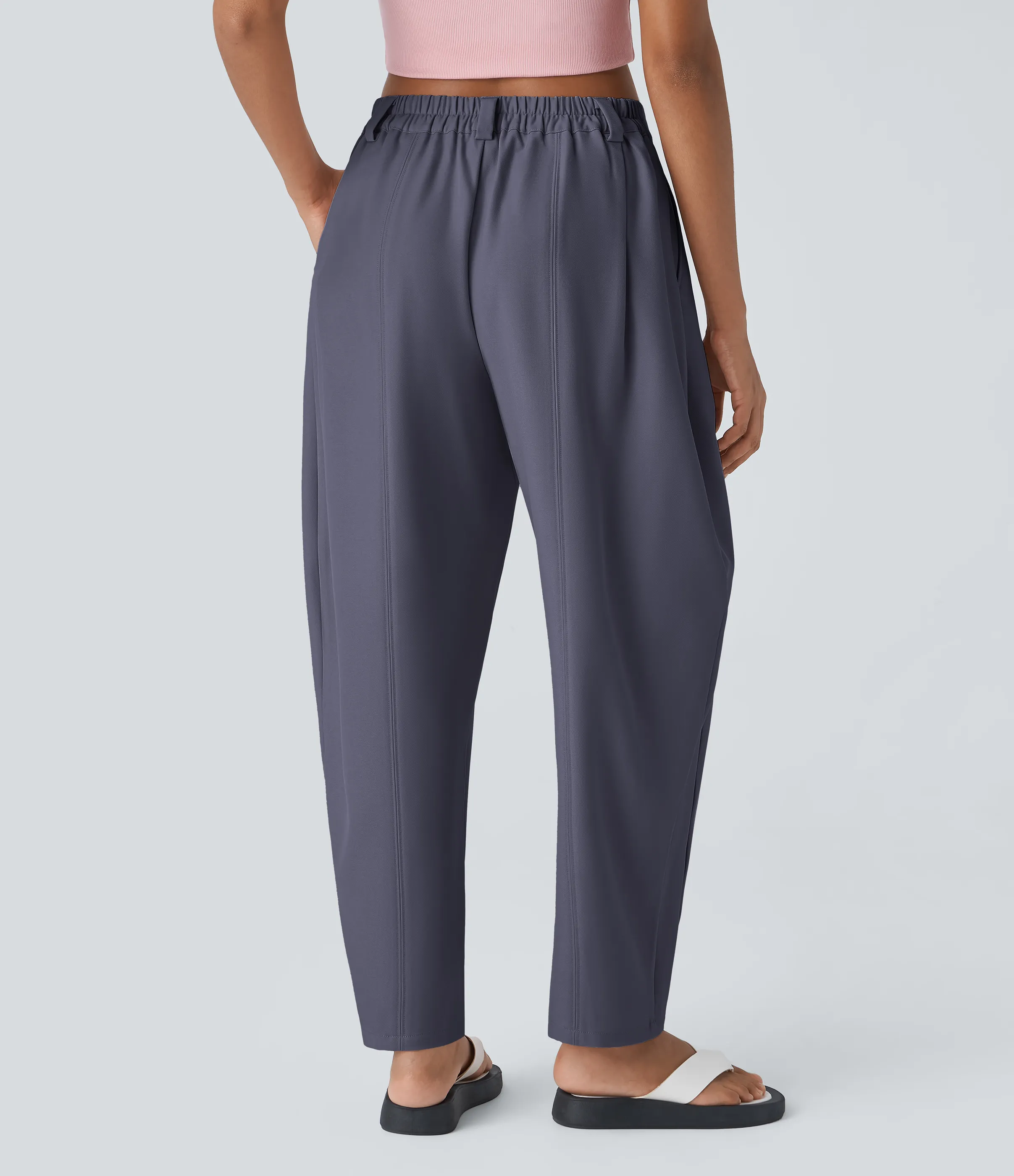 Halara Pantalón oficina pierna barril bolsillo lateral plisado tiro medio - Heron - S(regular) sold by Halara product image thumbnail 3