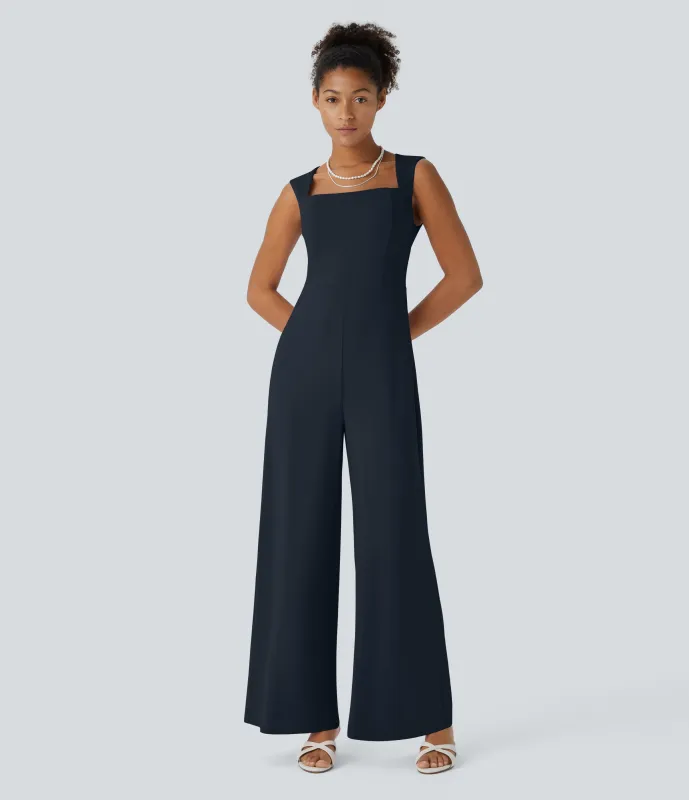 Halara Mono sin mangas cuello cuadrado dama honor invitada boda - Dark Sapphire - L(regular) sold by Halara