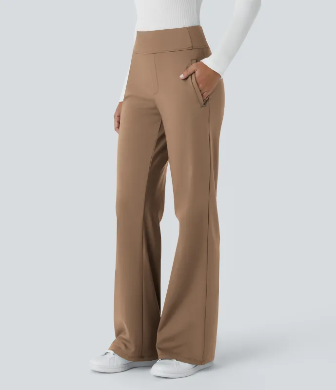 Halara Pantalón oficina acampanado bolsillo lateral tiro alto - Burro - L(regular) made by Halara