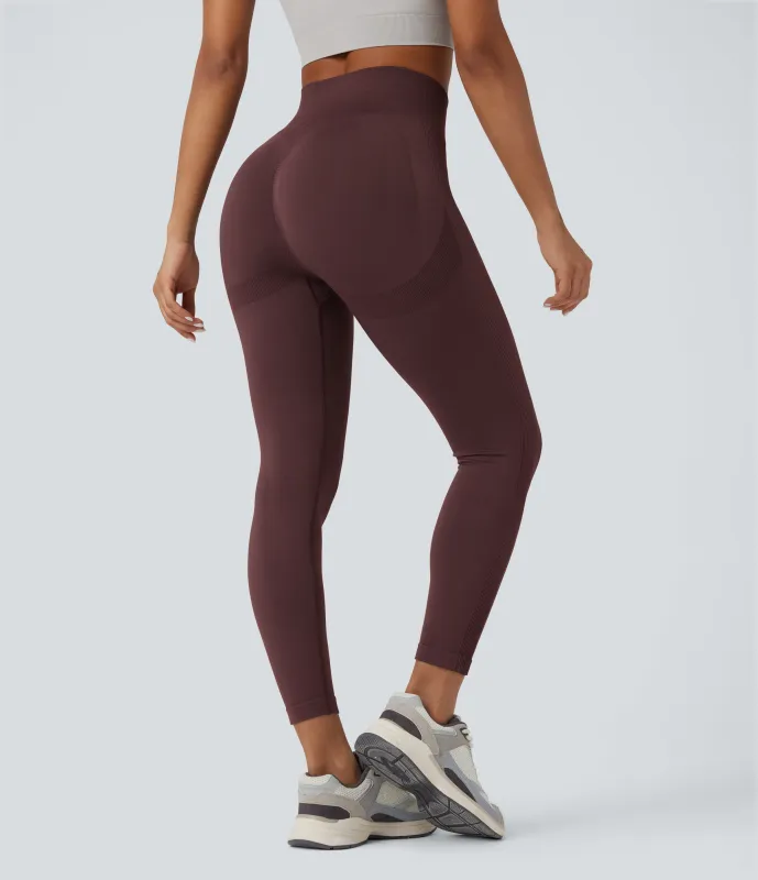 Halara Leggings de yoga de tiro alto con efecto push up  sin costuras - Red Mahogany - S(7/8) sold by Halara