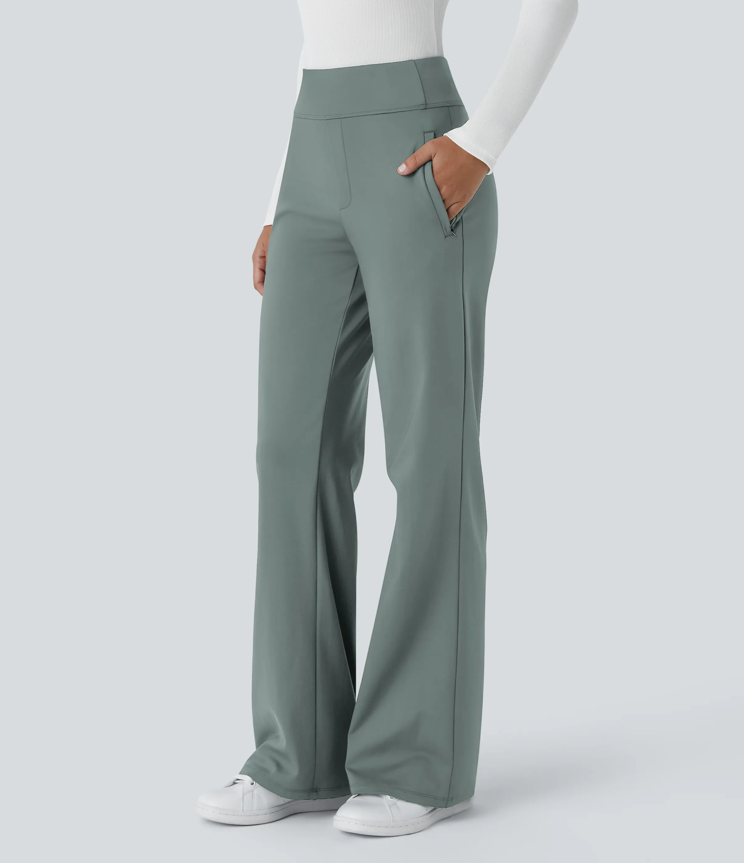 Halara Pantalón oficina acampanado bolsillo lateral tiro alto - Deep Aquamarine - XS(regular) sold by Halara product image thumbnail 2