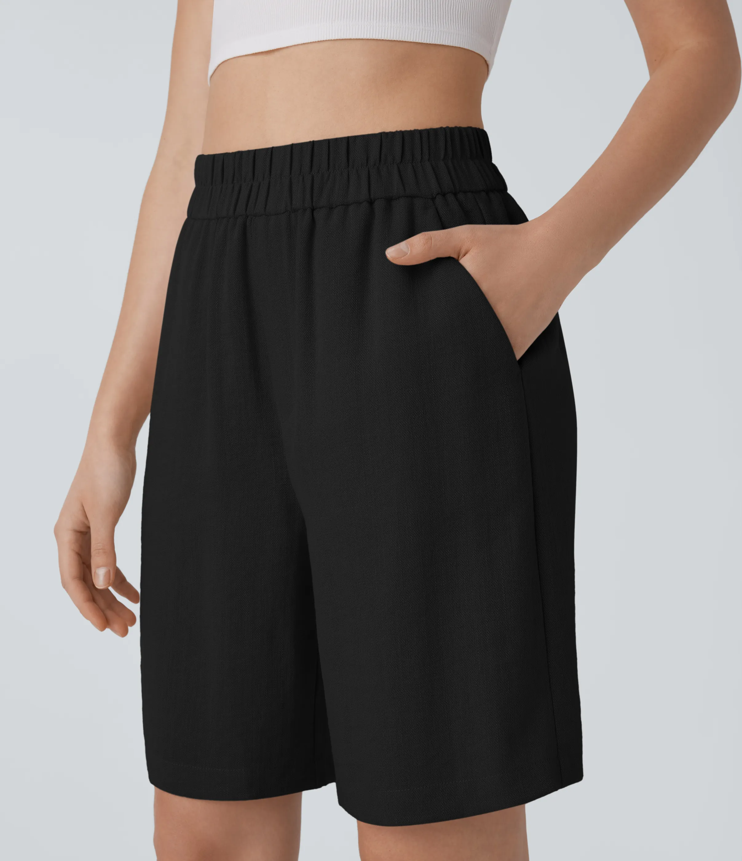 Halara Bermudas tiro alto bolsillo lateral - Black - S sold by Halara product image thumbnail 5