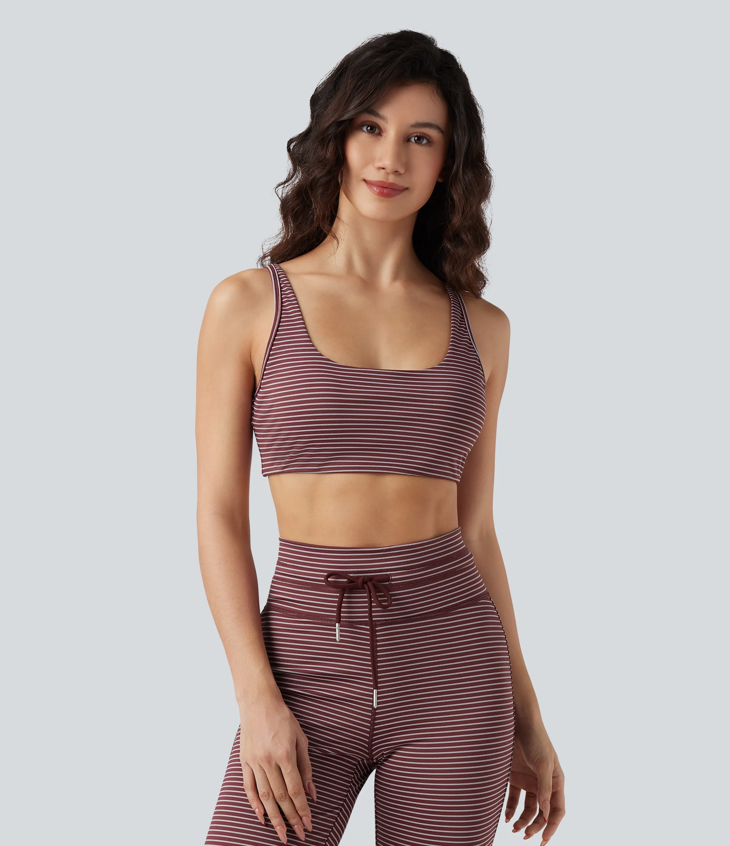 Halara Brasier deportivo de yoga de sujeción baja con escote en U y abertura en copas A-C - Burgundy Wine - M sold by Halara product image thumbnail 3