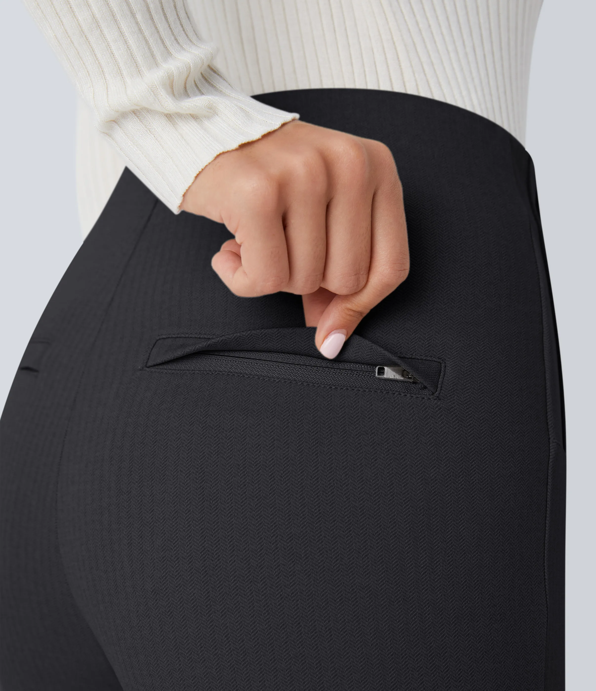 Halara Leggings SoCinched oficina espiga botón decorativo posterior control abdomen tiro alto - Blue Graphite - S(7/8) sold by Halara product image thumbnail 5