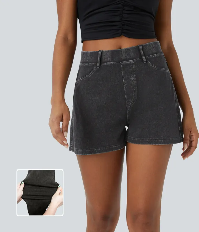 Halara Pantalón corto Halara Flex™ Denim elástico bolsillo tiro alto 6.3cm - Hemp Rope Black Denim - XL sold by Halara