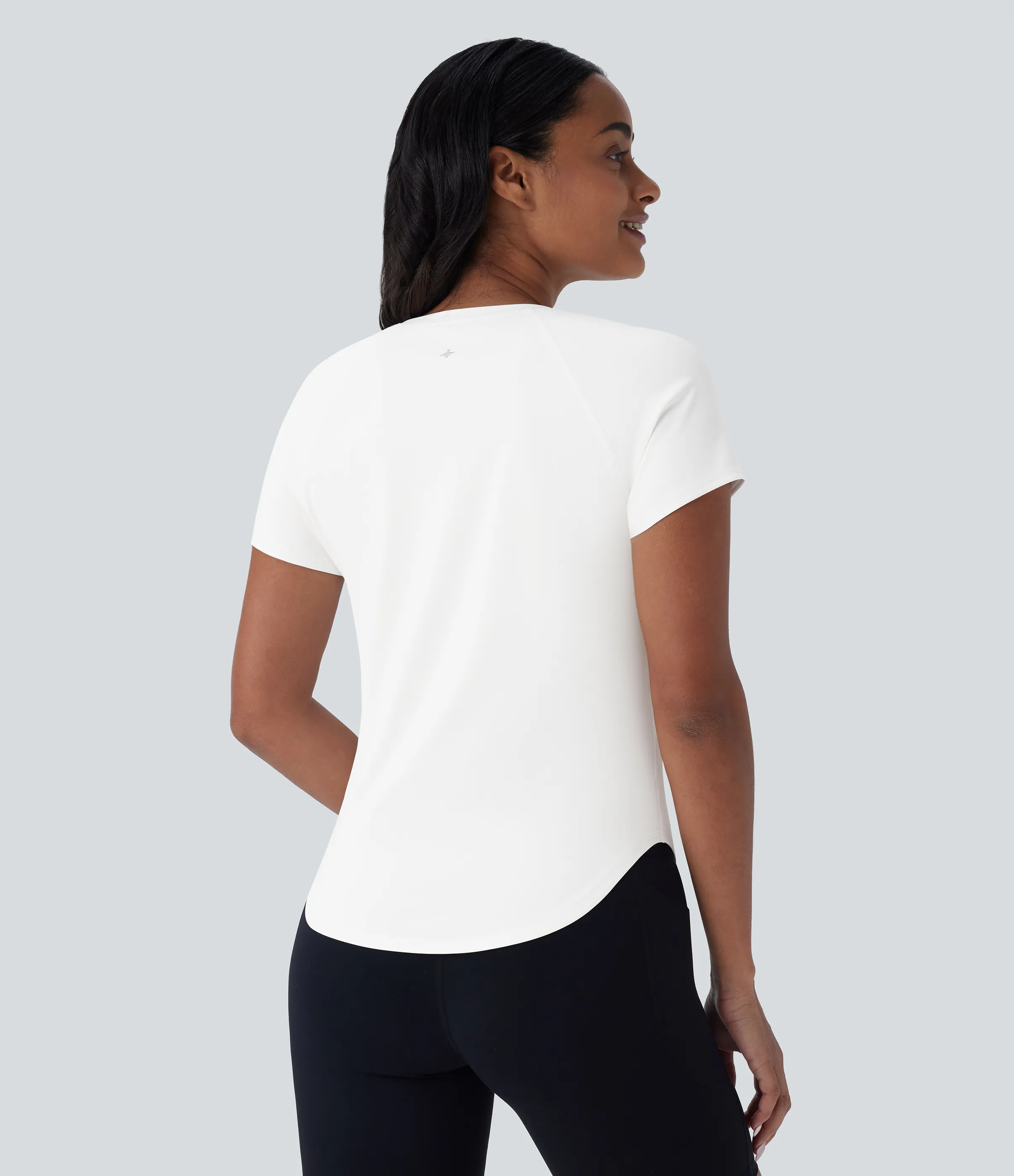 Halara Camiseta Softlyzero™ QuickDry deportiva correr secado rápido cuello redondo manga corta malla contrastante dobladillo curvo - White - XL sold by Halara product image thumbnail 3