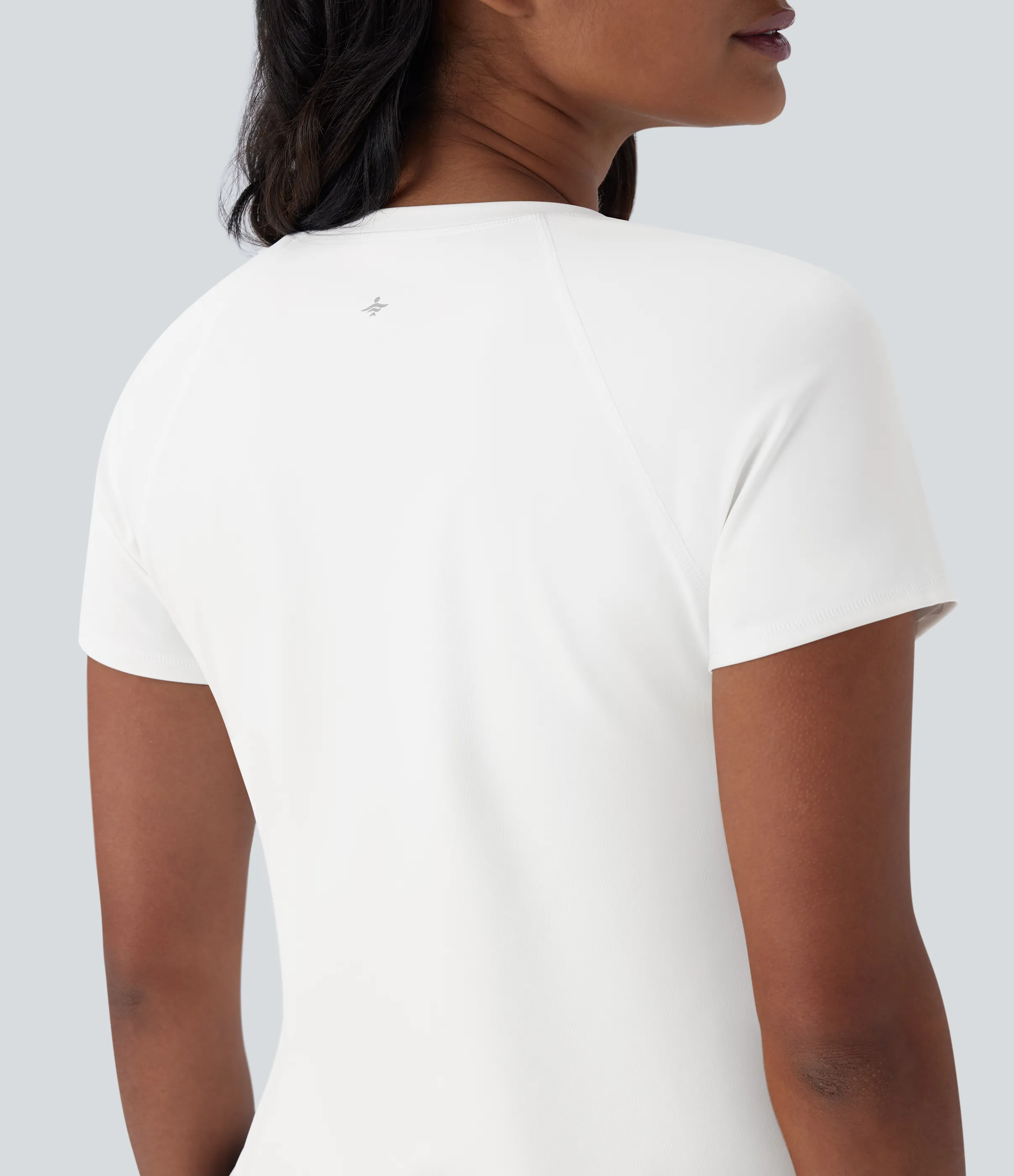 Halara Camiseta Softlyzero™ QuickDry deportiva correr secado rápido cuello redondo manga corta malla contrastante dobladillo curvo - White - XL sold by Halara product image thumbnail 5