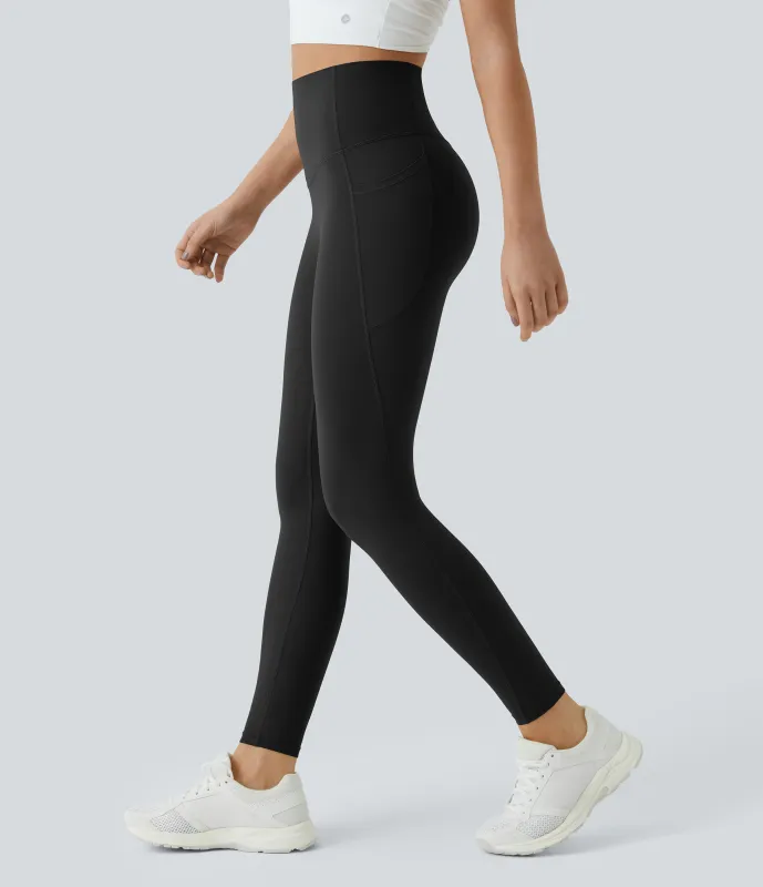 Halara Leggings SoCinched UltraSculpt entrenamiento control abdomen bolsillo lateral tiro alto - Black - S(7/8) sold by Halara