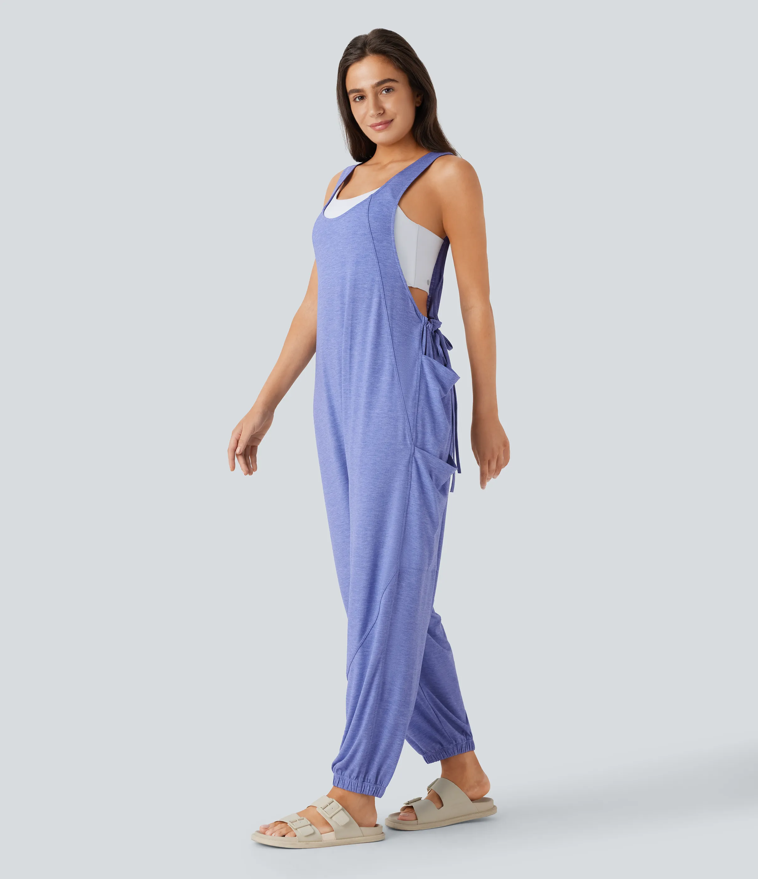 Halara Mono cuello U cordón múltiple bolsillo - Light Blue Floral Yarn - XS(regular) sold by Halara product image thumbnail 2