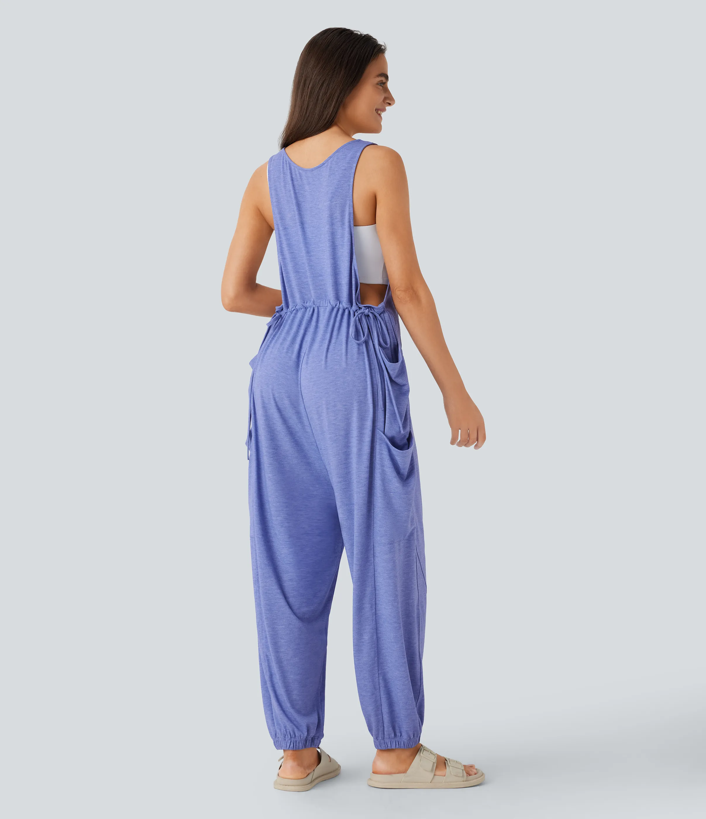 Halara Mono cuello U cordón múltiple bolsillo - Light Blue Floral Yarn - XS(regular) sold by Halara product image thumbnail 3