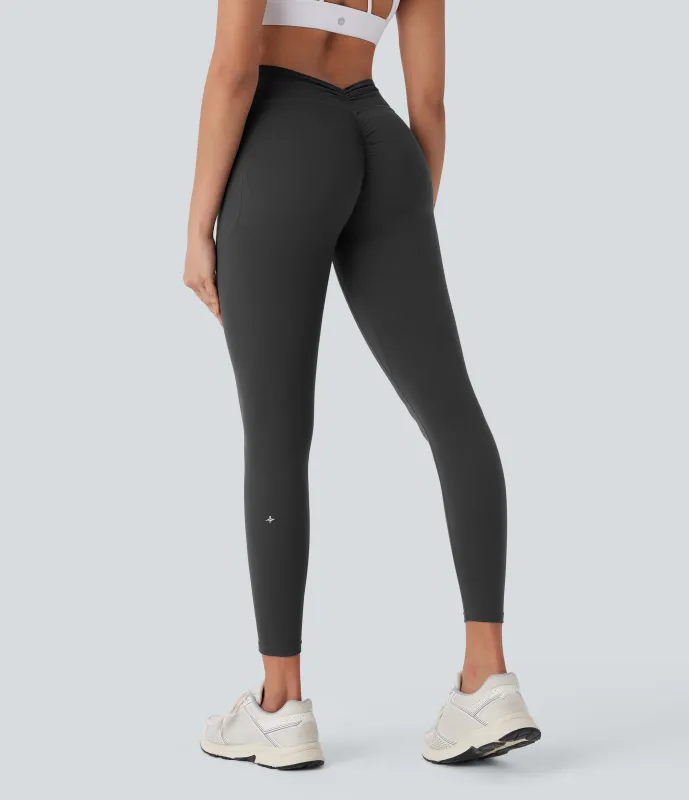 Halara Leggings Halara UltraSculpt™ SoCinched yoga moldeador tiro alto bolsillo lateral fruncido realce glúteo control abdomen - Volcanic Ash - M(7/8) sold by Halara