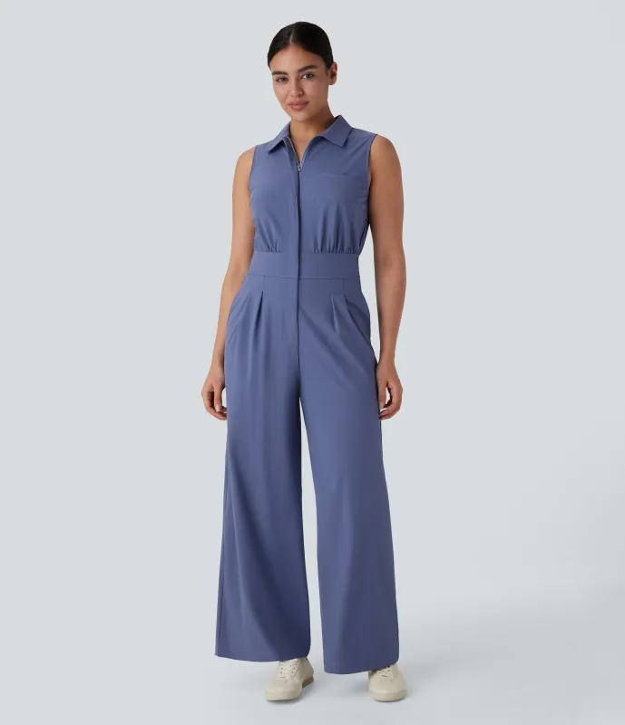 Halara Mono oficina cuello sin mangas cremallera múltiple bolsillo - Nightshadow Blue - L(regular) sold by Halara