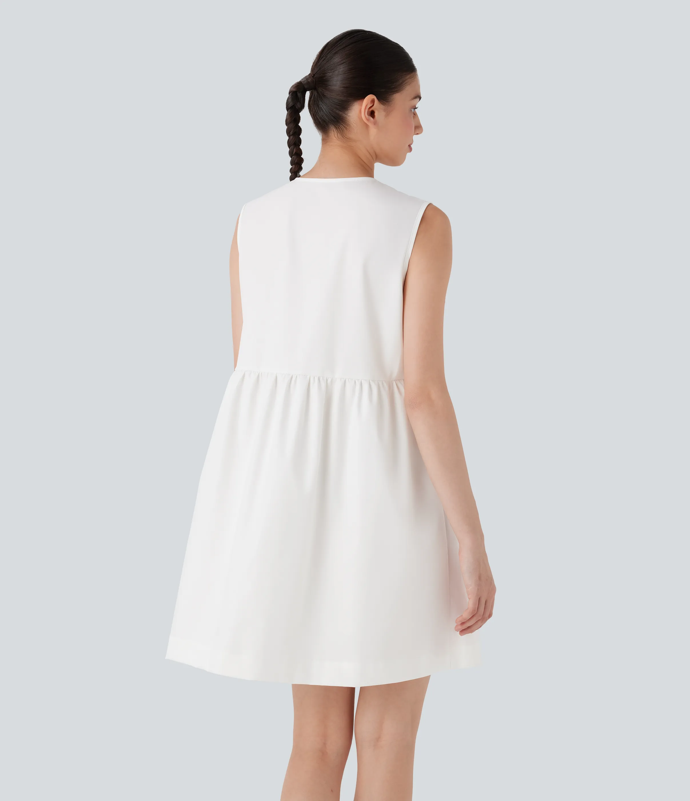 Halara Vestido mini casual sin mangas con lazo en la parte delantera - White - L sold by Halara product image thumbnail 3