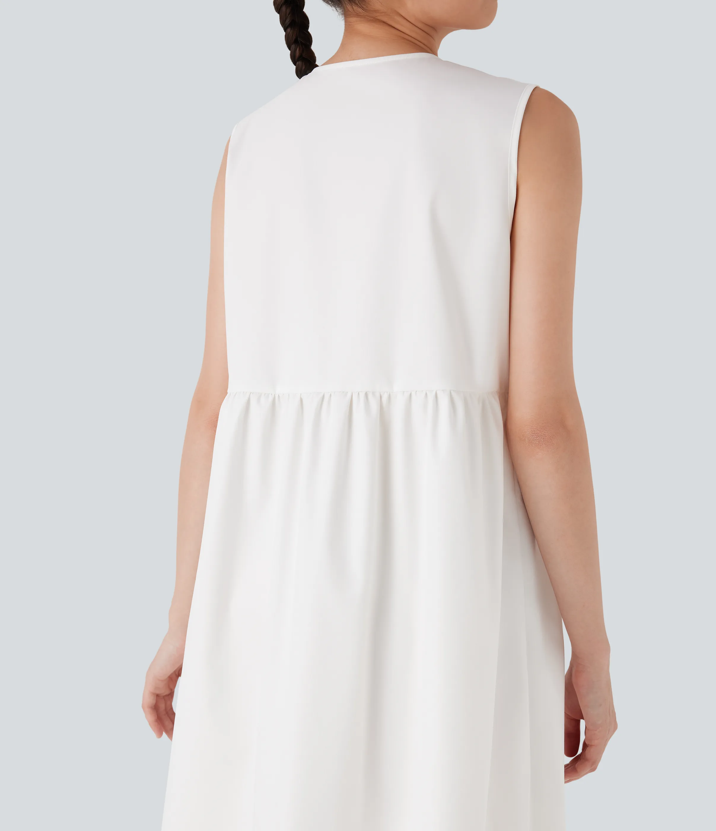 Halara Vestido mini casual sin mangas con lazo en la parte delantera - White - L sold by Halara product image thumbnail 5