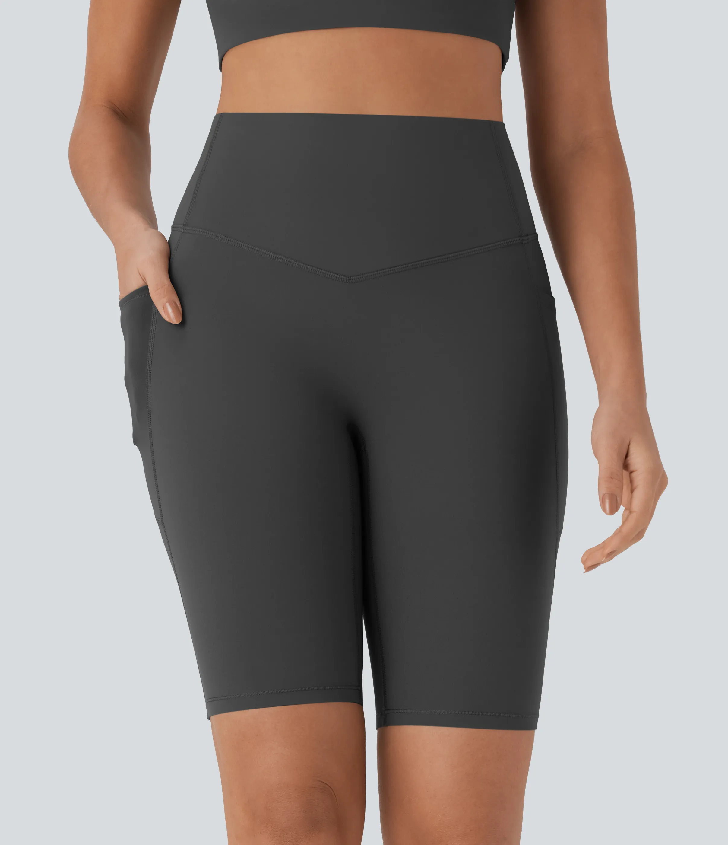 Halara Shorts biker Halara UltraSculpt™ moldeadores tiro alto con reductor de abdomen y bolsillos laterales 22.8cm - Volcanic Ash - M sold by Halara product image thumbnail 4