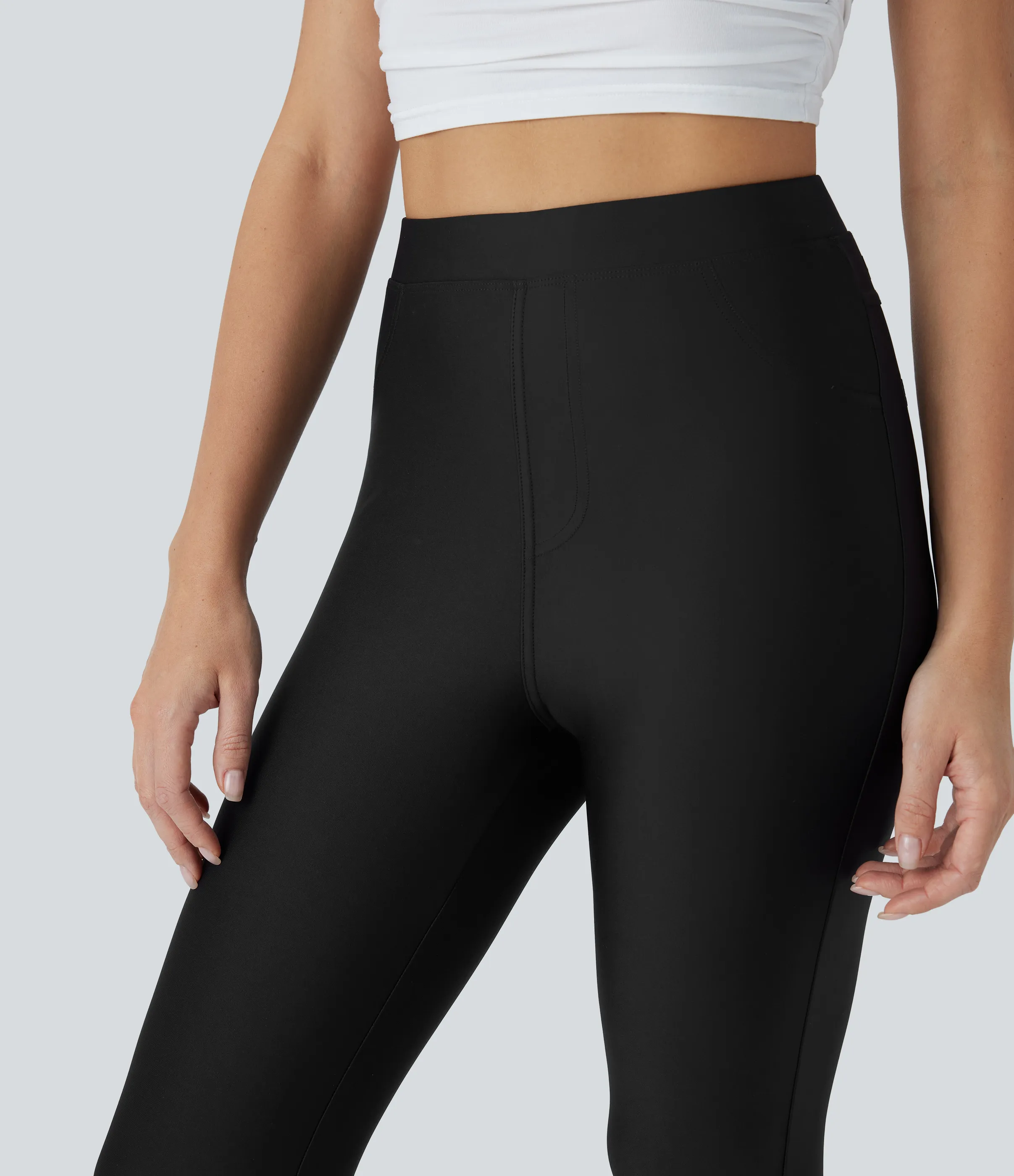 Halara Pantalones casuales ajustados de tiro alto con bolsillos - Black - M(regular) sold by Halara product image thumbnail 5