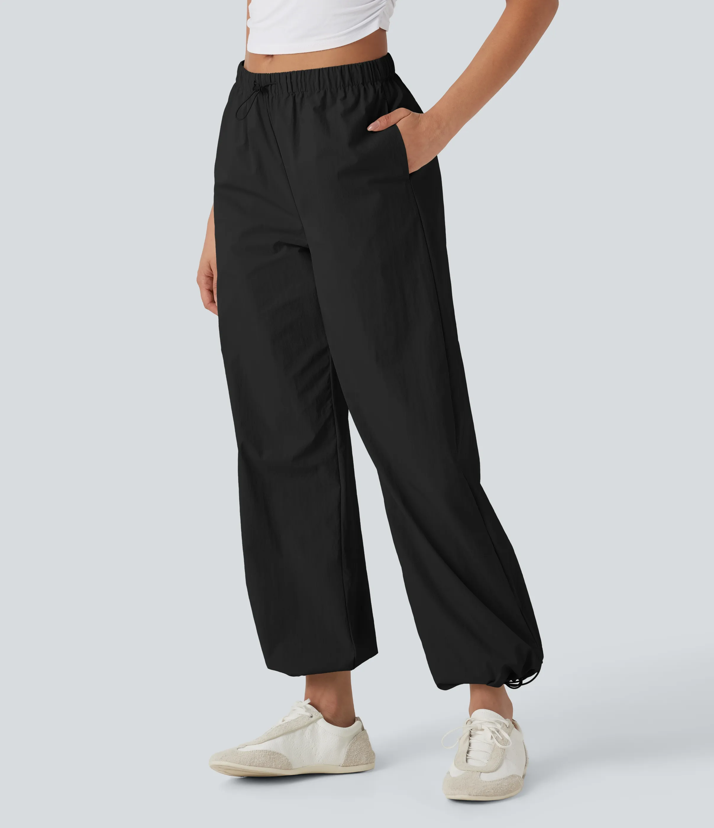 Halara Pantalones deportivos de yoga de tiro bajo con dobladillo ajustable y bolsillos - Black - L(regular) sold by Halara product image thumbnail 4