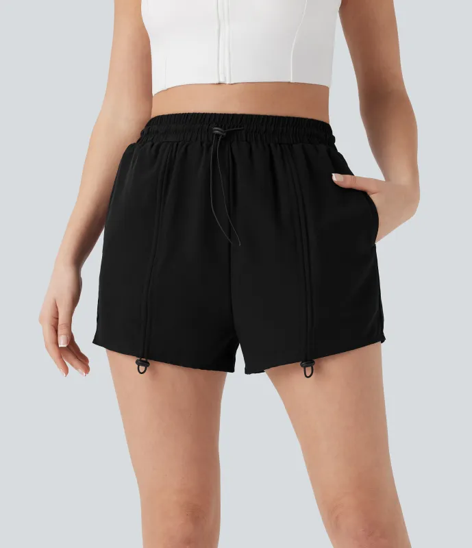 Halara Pantalón corto yoga 2 en 1 tiro alto cordón bolsillo - Black - XL sold by Halara