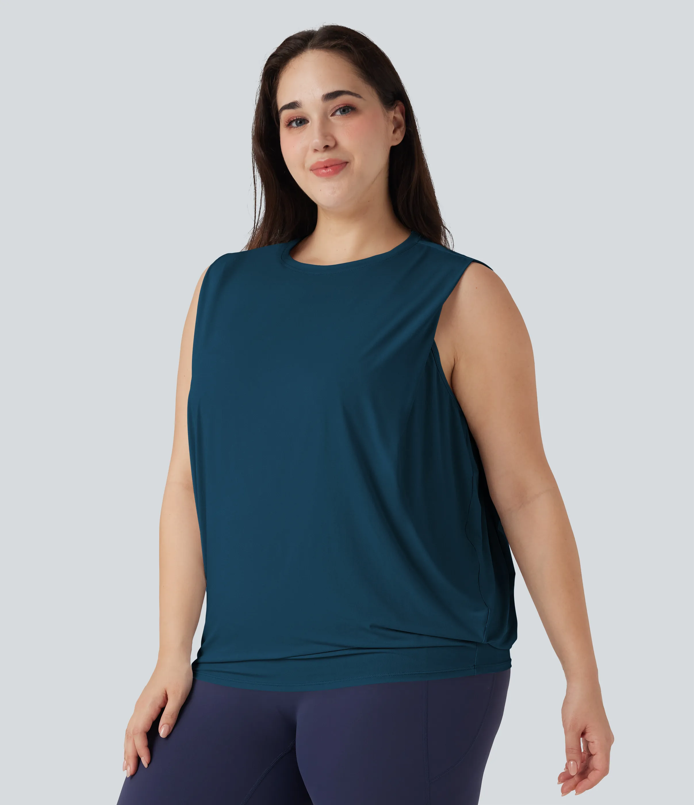 Halara Camiseta de yoga de talla grande con cuello redondo y tacto fresco - UPF 50+ - Majolica Blue - 2X sold by Halara product image thumbnail 4