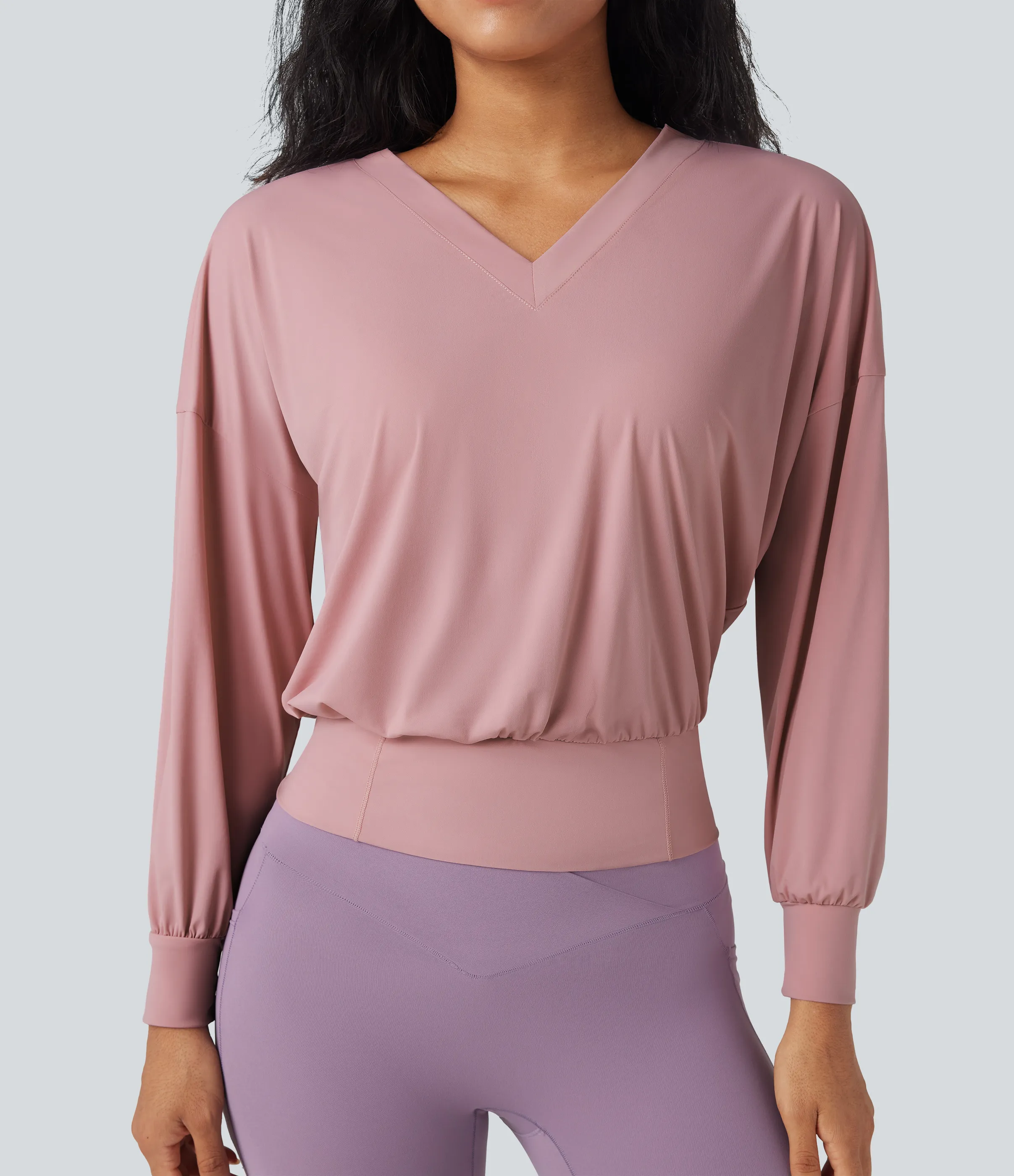 Halara Top deportivo de yoga oversize de secado rápido con cuello en V y tacto fresco - Soft Berry - XS sold by Halara product image thumbnail 5