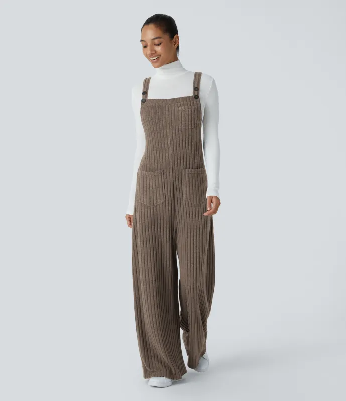 Halara Mono múltiple bolsillo botón tira ajustable acanalado - Mottled Wood Brown - XS(regular) sold by Halara