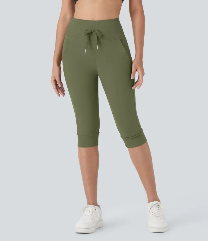 Halara Pantalón Softlyzero™ Plush deportivo yoga pedal bolsillo lateral cordón tiro alto - Loden Green - S(regular) sold by Halara