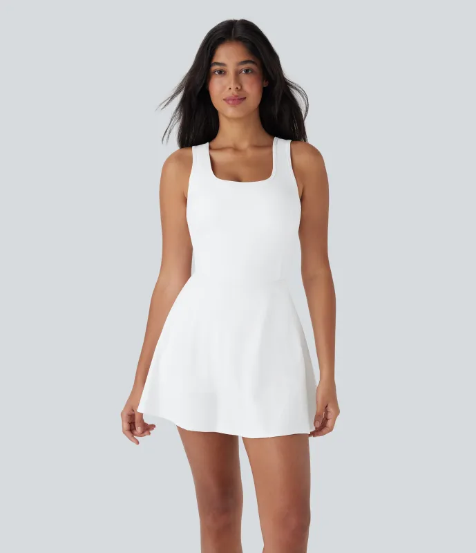 Halara Vestido mini de baile Softlyzero™ Airy 2 en 1 con espalda abierta cruzada y escote en U con bolsillos laterales y fresco al tacto - Easy Peezy - White - XL sold by Halara
