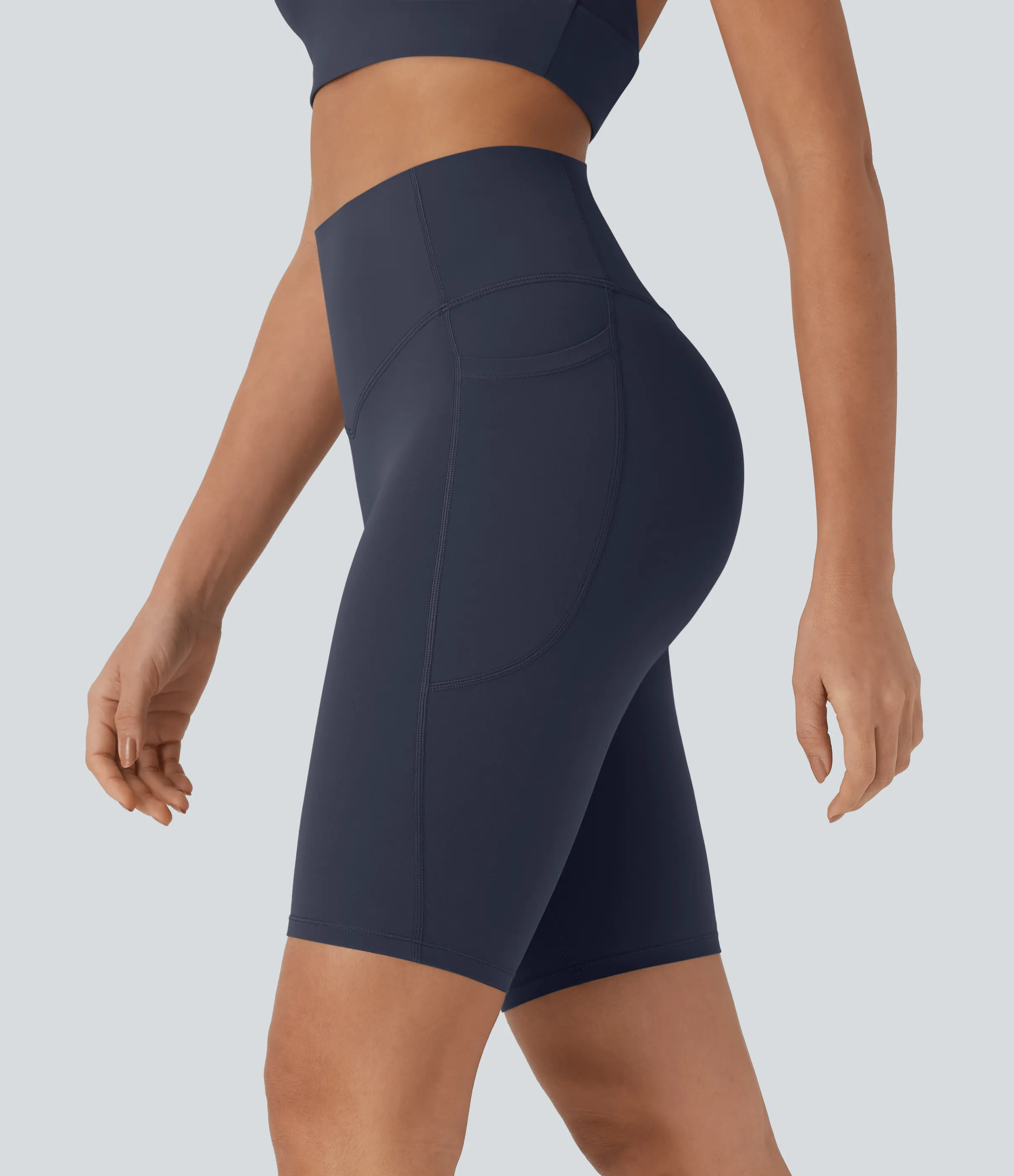 Halara Shorts biker Halara UltraSculpt™ moldeadores tiro alto con reductor de abdomen y bolsillos laterales 22.8cm - Mood Indigo - L sold by Halara