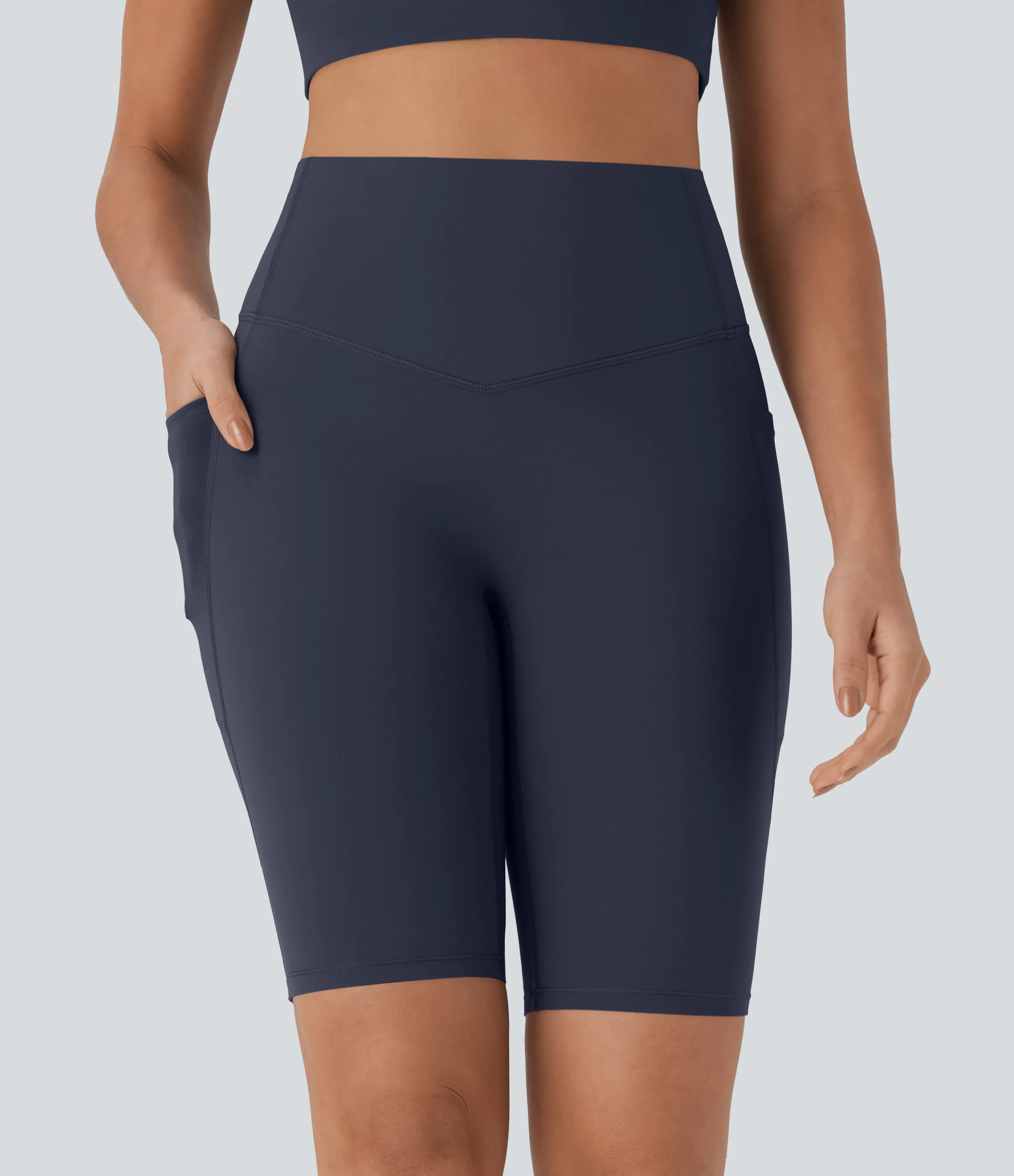 Halara Shorts biker Halara UltraSculpt™ moldeadores tiro alto con reductor de abdomen y bolsillos laterales 22.8cm - Mood Indigo - L sold by Halara product image thumbnail 4