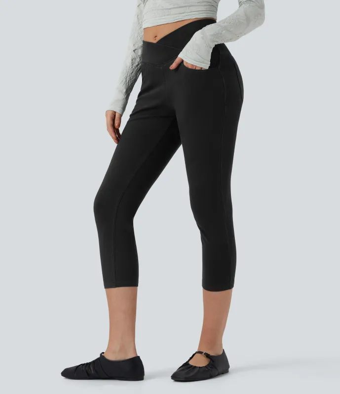 Halara Leggings capri Halara Flex™ Denim mezclilla punto elástico tiro alto bolsillo - Black Denim - XL(regular) sold by Halara