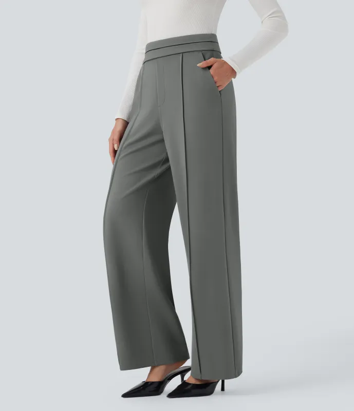 Halara Pantalones de oficina de tiro alto con pierna recta y bolsillos - Putty Gray - XS(regular) sold by Halara