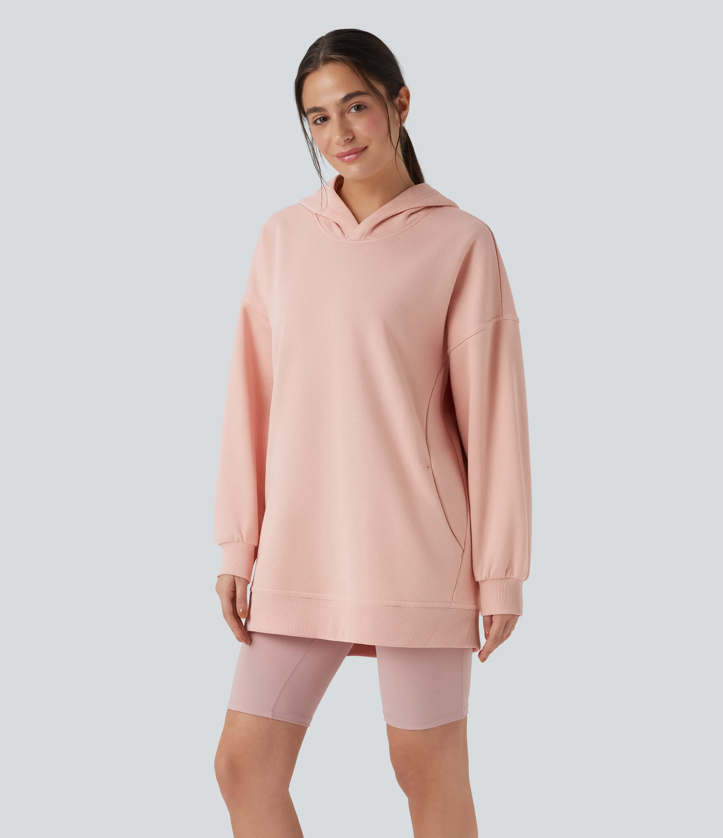 Halara Sudadera casual polar extragrande de manga larga con capucha y bolsillos - Peachy Keen - S sold by Halara product image thumbnail 4