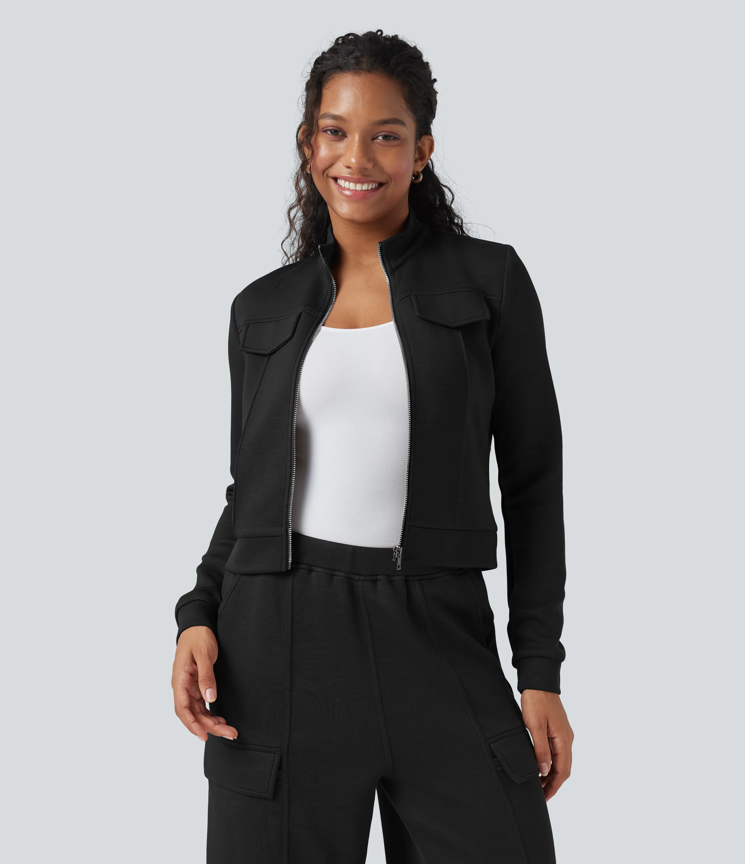 Halara Chamarra deportiva de manga larga con cuello alto - Black - L sold by Halara product image thumbnail 3