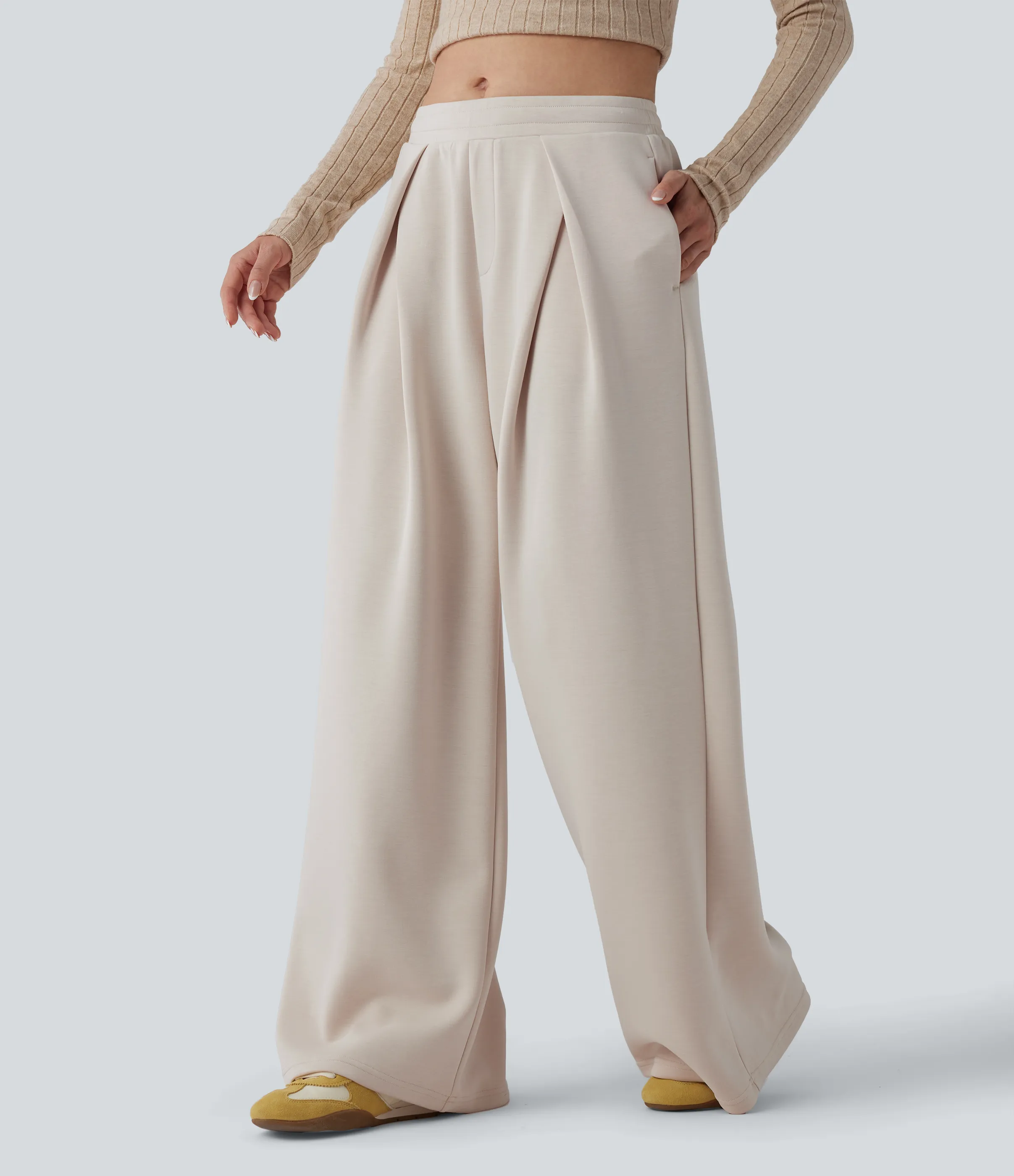 Halara Pantalones holgados casuales de tiro medio con cordón cruzado y bolsillos - Rainy Day - L(regular) sold by Halara product image thumbnail 4