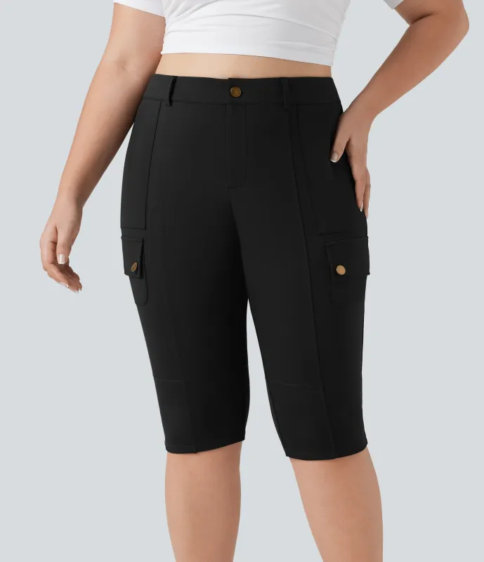 Halara Pantalones cargo casuales ajustados de tiro alto con bolsillos en talla grande - Black - 1X sold by Halara