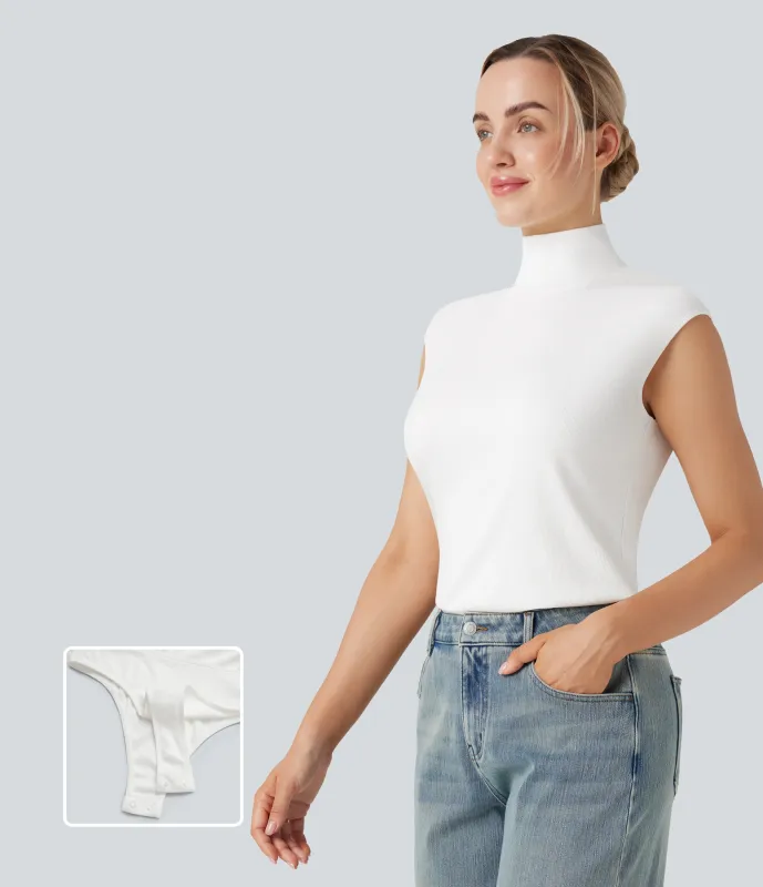 Halara Body casual sin mangas con cuello alto y canalé - White - L sold by Halara