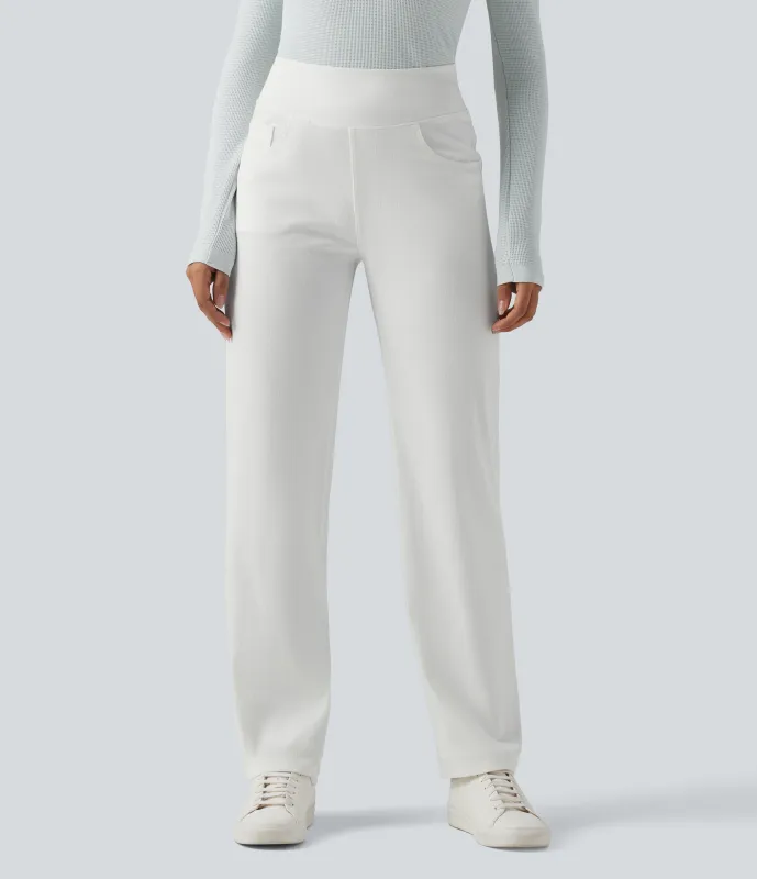 Halara Jeans Halara Flex™ Denim elástico lavado múltiple bolsillo tiro alto - Ivory Denim - L(regular) sold by Halara