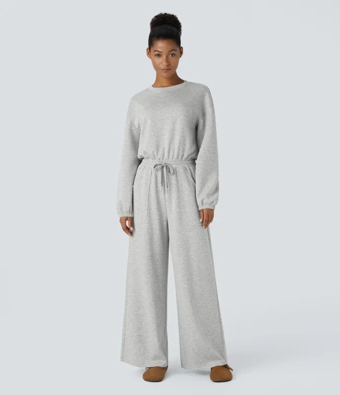 Halara Mono cuello redondo espalda gancho G manga larga cordón ajustable bolsillo lateral - Fog Gray - XL sold by Halara