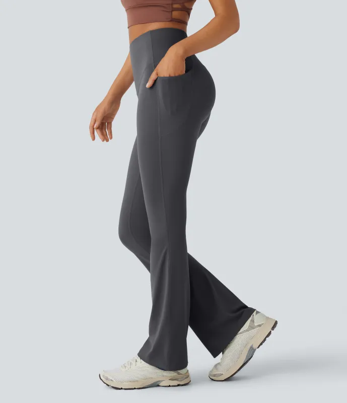 Halara Leggings SoCinched UltraSculpt yoga Bootcut tiro alto control abdomen bolsillo lateral moldeador - Volcanic Ash - XL(tall) sold by Halara