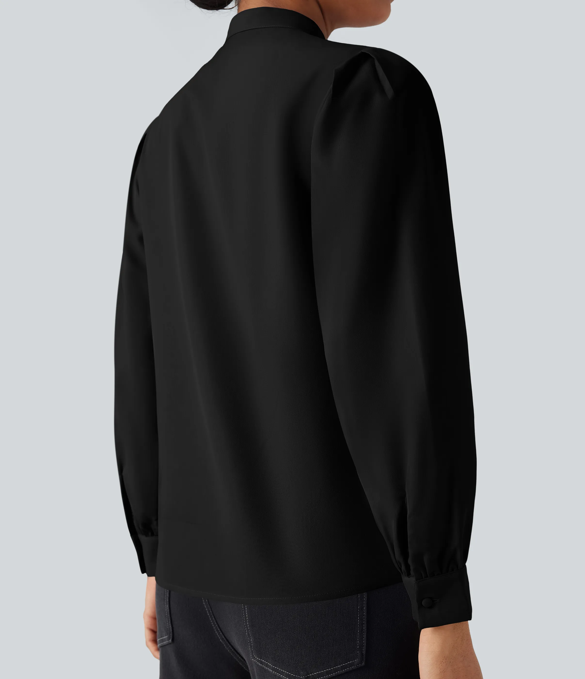 Halara Camisa casual de manga larga con cuello alto - Black - S sold by Halara product image thumbnail 5