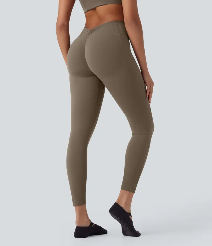 Halara Leggings Halara UltraSculpt™ SoCinched yoga moldeador tiro alto bolsillo lateral fruncido realce glúteo control abdomen - Dawn Brown - L(7/8) sold by Halara