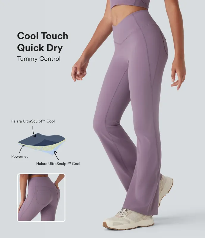 Halara Leggings Halara UltraSculpt™ campana senderismo UPF 50+ secado rápido con tiro alto en forma de V con moldeador de abdomen y bolsillos - Tulip Purple - XS(regular) sold by Halara